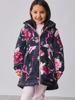 Baker by Ted Baker Shower Resistant Branded Hem Raincoat Navy Hot
