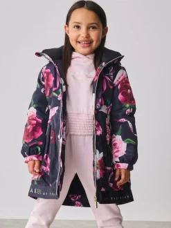 Baker by Ted Baker Shower Resistant Branded Hem Raincoat Navy Hot