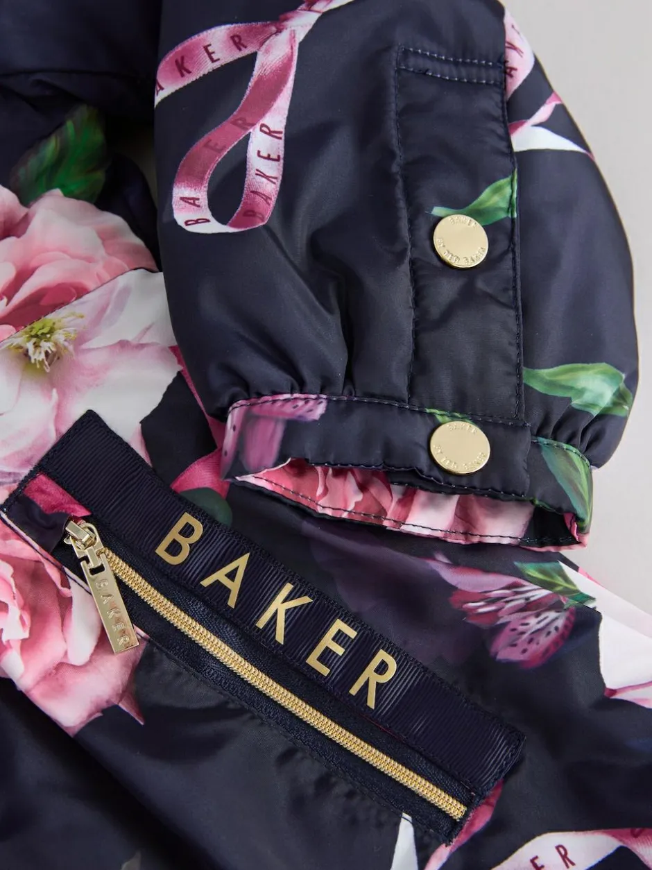Baker by Ted Baker Shower Resistant Branded Hem Raincoat Navy Hot