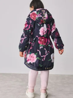 Baker by Ted Baker Shower Resistant Branded Hem Raincoat Navy Hot