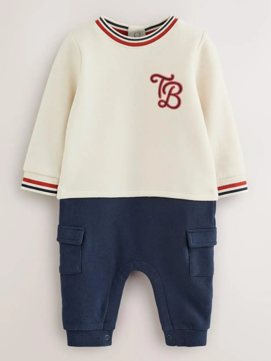 Baker by Ted Baker Stone Navy Red Varsity Romper Discount