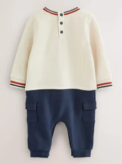 Baker by Ted Baker Stone Navy Red Varsity Romper Discount