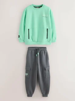Baker by Ted Baker Sweatshirt and Cargo Joggers Set Green Discount