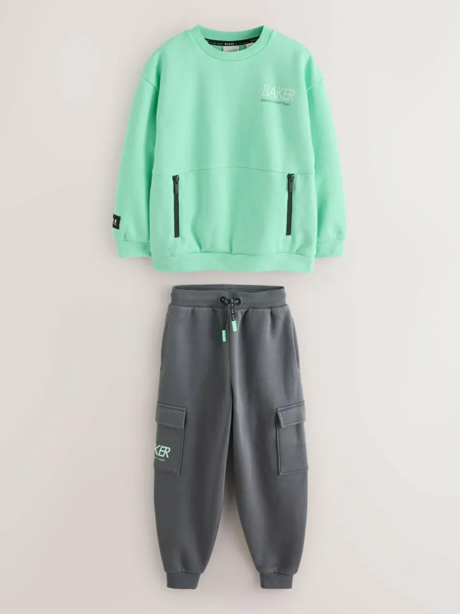 Baker by Ted Baker Sweatshirt and Cargo Joggers Set Green Discount