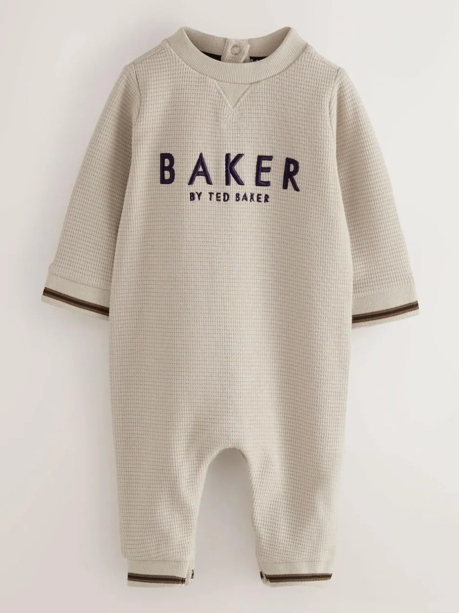 Baker by Ted Baker Textured Long Sleeve Romper Stone Outlet