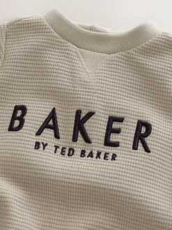 Baker by Ted Baker Textured Long Sleeve Romper Stone Outlet
