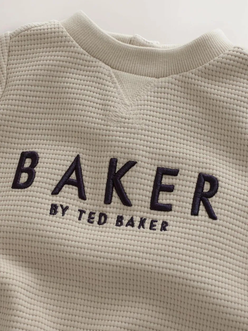 Baker by Ted Baker Textured Long Sleeve Romper Stone Outlet