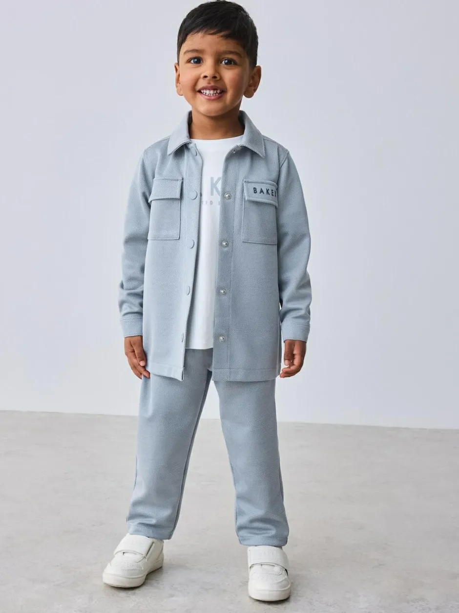 Baker by Ted Baker Textured Shacket, T-Shirt and Trousers Set