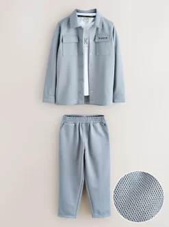 Baker by Ted Baker Textured Shacket, T-Shirt and Trousers Set