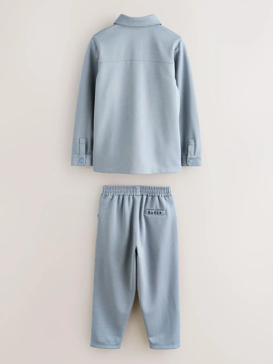 Baker by Ted Baker Textured Shacket, T-Shirt and Trousers Set