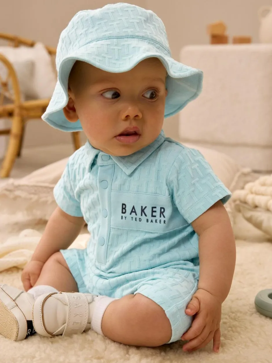 Baker by Ted Baker Textured Romper and Hat Set Blue Online