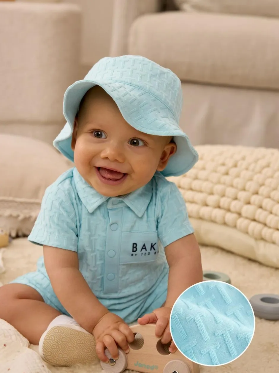 Baker by Ted Baker Textured Romper and Hat Set Blue Online