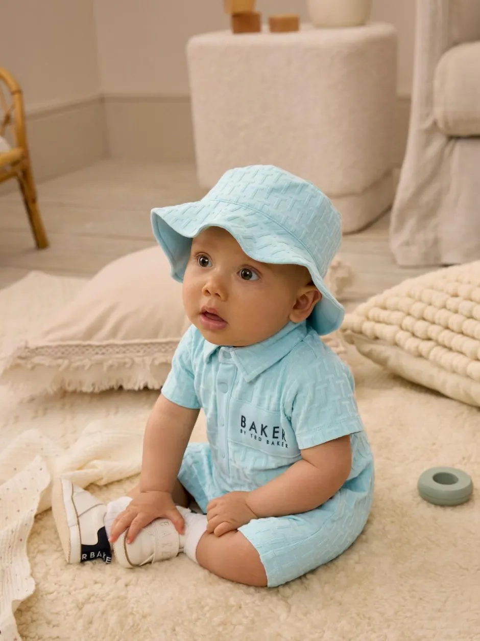 Baker by Ted Baker Textured Romper and Hat Set Blue Online