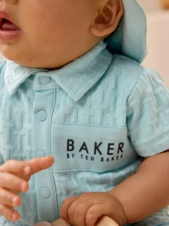 Baker by Ted Baker Textured Romper and Hat Set Blue Online