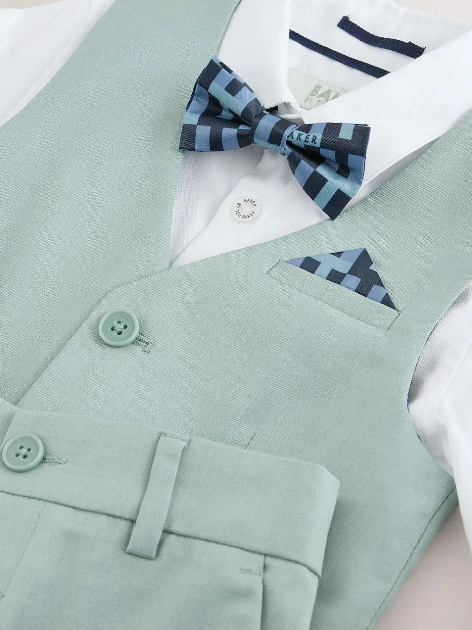 Baker by Ted Baker Waistcoat Shirt And Trousers Set Green Outlet