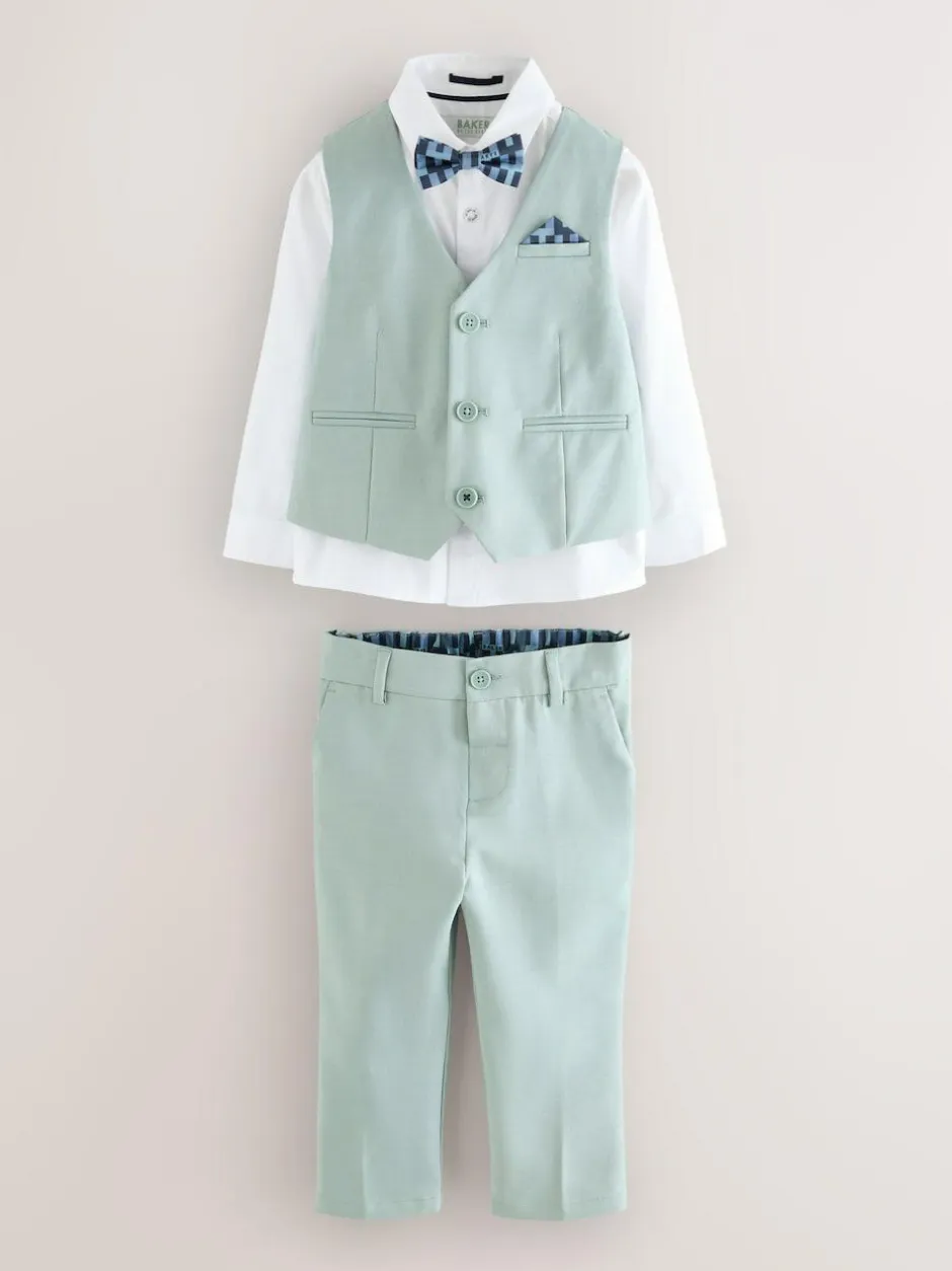 Baker by Ted Baker Waistcoat Shirt And Trousers Set Green Outlet