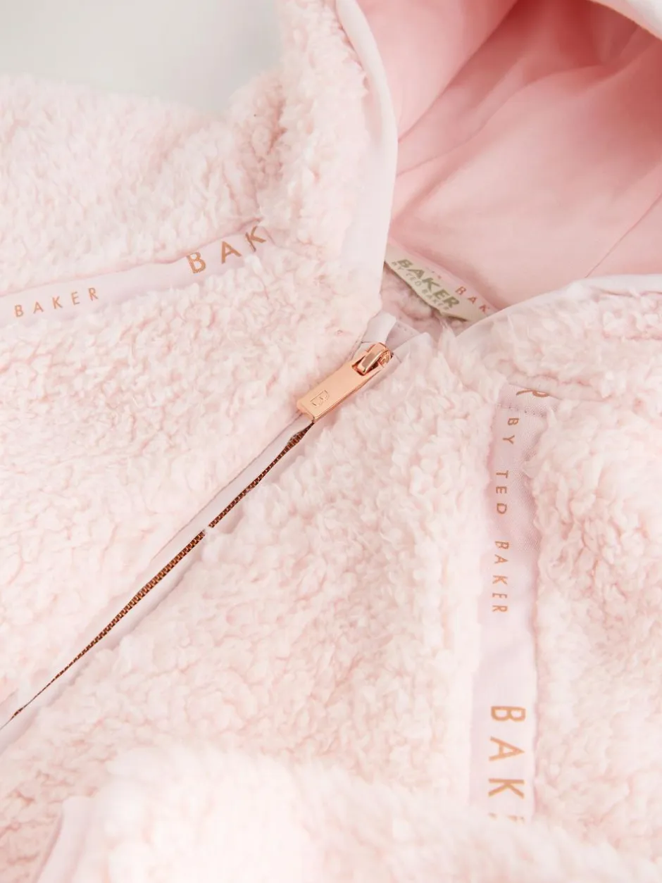 Baker by Ted Baker Zip-Through Hooded Borg Fleece Jacket Pink Outlet