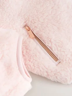 Baker by Ted Baker Zip-Through Hooded Borg Fleece Jacket Pink Outlet