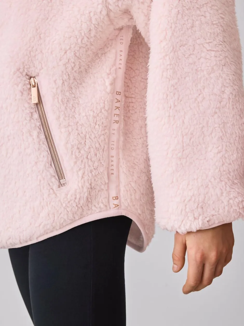 Baker by Ted Baker Zip-Through Hooded Borg Fleece Jacket Pink Outlet