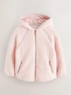 Baker by Ted Baker Zip-Through Hooded Borg Fleece Jacket Pink Outlet