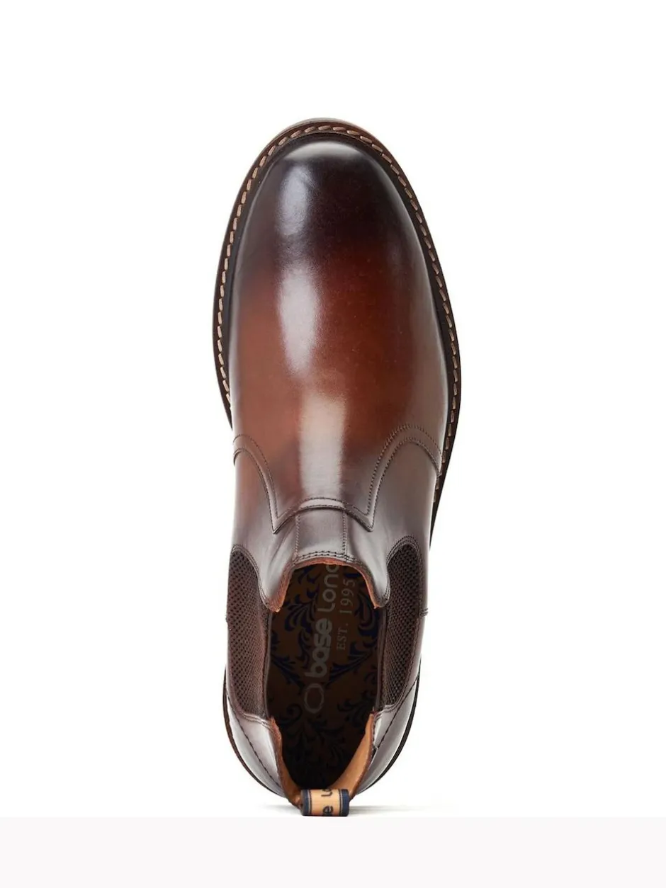 Base London Burnt Brown Bloom Pull On Chelsea Boots Hot