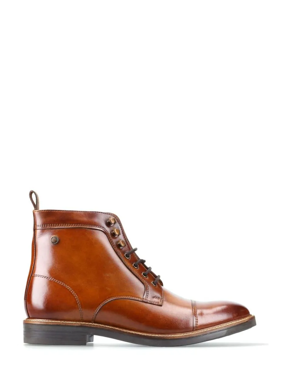 Base London Plymouth Toe Cap Boot Burnt Tan Brown Discount