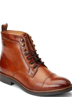 Base London Plymouth Toe Cap Boot Burnt Tan Brown Discount