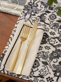 Bedeck of Belfast Set of 4 Saja 100% Cotton Napkins Charcoal Hot