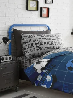 Bedlam Blue Kids Football Duvet Cover And Pillowcase Set Online