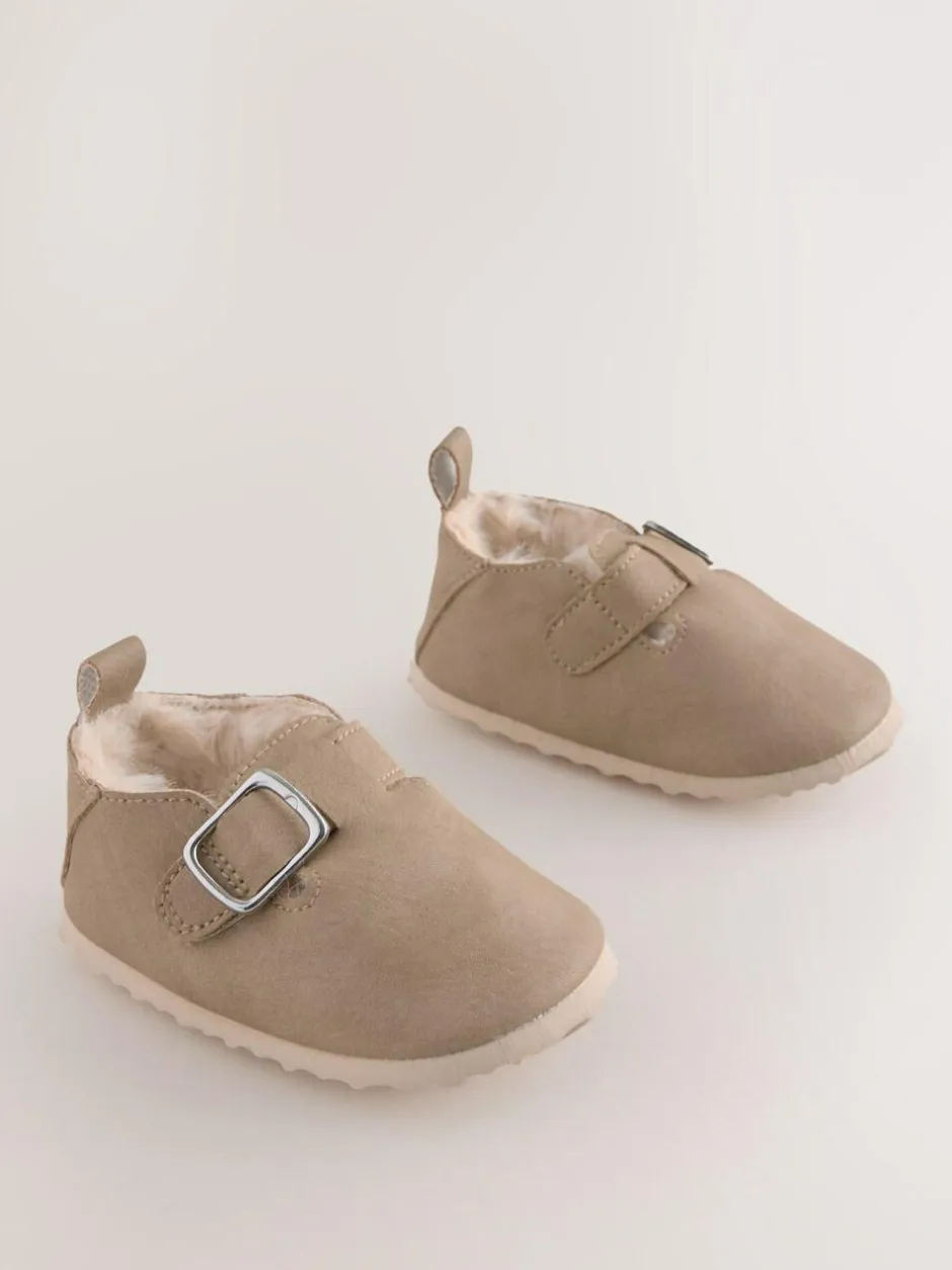 Next Beige Baby Faux Fur Lined Clog Shoes (0-24mths)