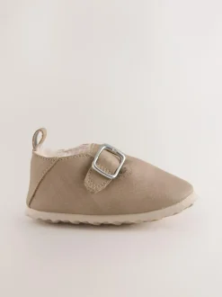 Next Beige Baby Faux Fur Lined Clog Shoes (0-24mths)