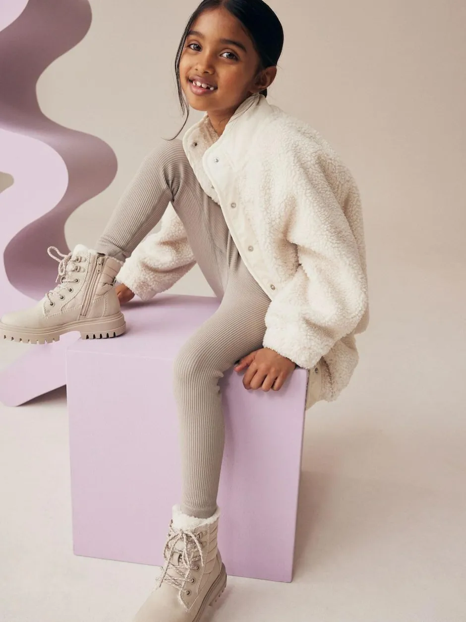 Next Beige Seamless Ribbed High Waist Leggings (3-16yrs) Hot