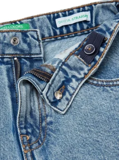 Benetton Blue Emebellished Straight Fit Jeans Clearance