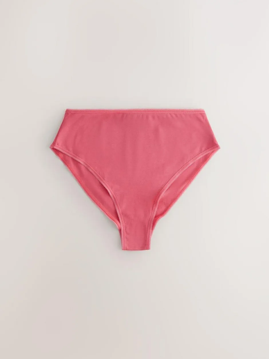 Next Berry Pink High Waist High Leg Cotton Rich Knickers 5 Pack Discount