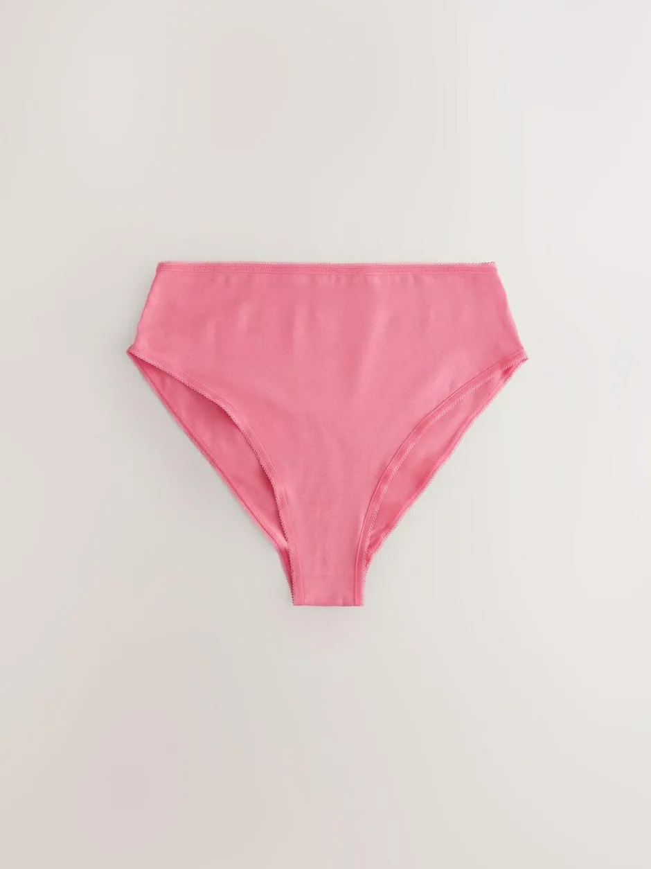 Next Berry Pink High Waist High Leg Cotton Rich Knickers 5 Pack Discount
