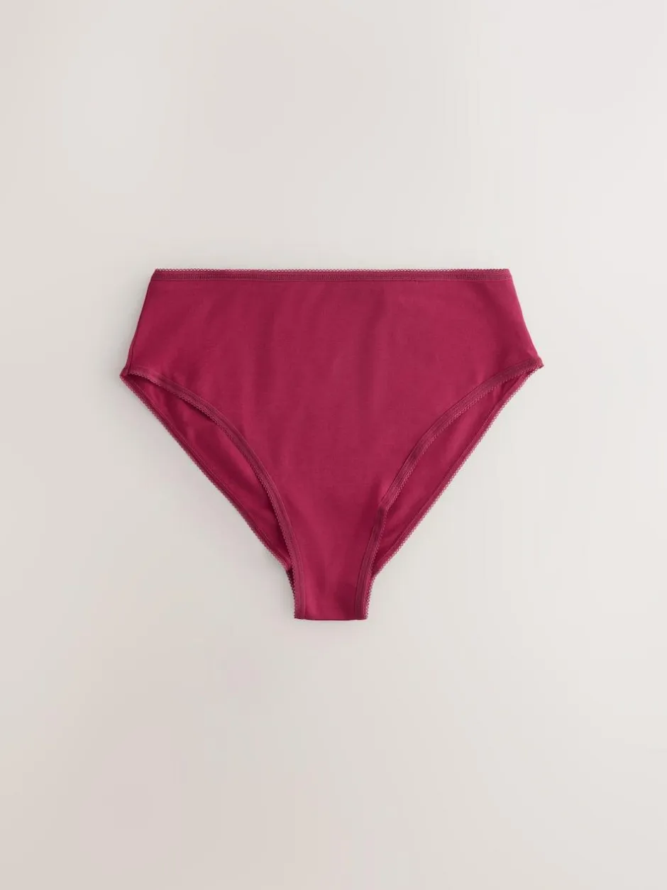 Next Berry Pink High Waist High Leg Cotton Rich Knickers 5 Pack Discount