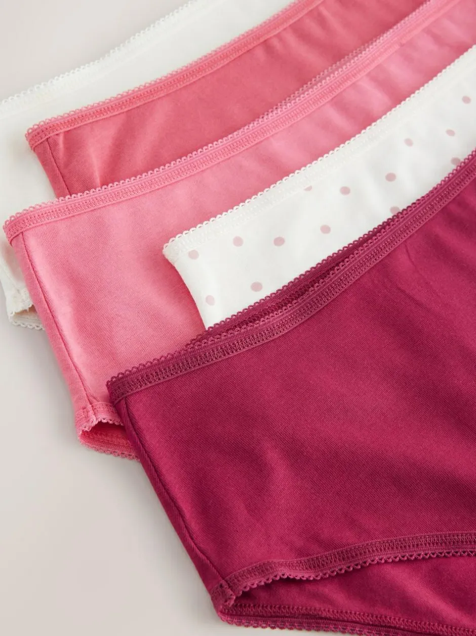 Next Berry Pink High Waist High Leg Cotton Rich Knickers 5 Pack Discount