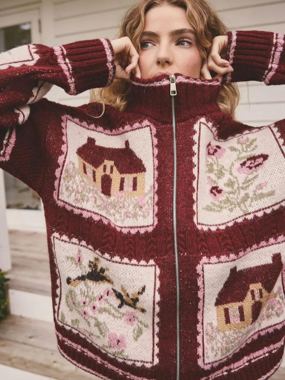 Next Berry Pink House Knit Cardigan Online