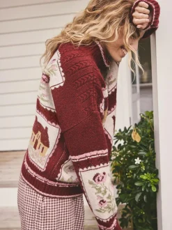 Next Berry Pink House Knit Cardigan Online