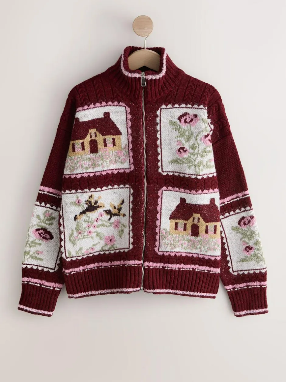 Next Berry Pink House Knit Cardigan Online