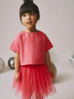 Next Top and Tutu Skirt Set (3mths-7yrs) Berry Pink New