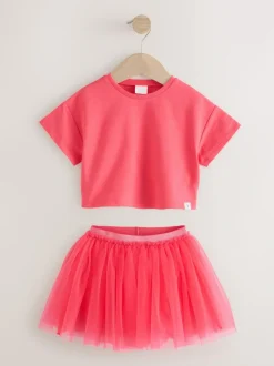 Next Top and Tutu Skirt Set (3mths-7yrs) Berry Pink New