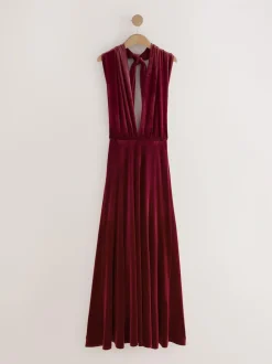 Next Bridesmaid Velvet Multiway Maxi Dress Berry Red Discount
