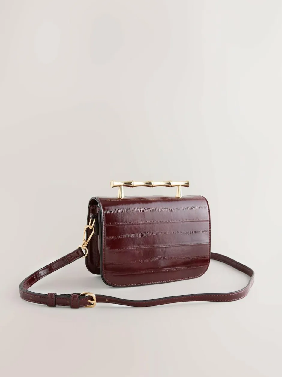Next Berry Red Gold Hardware Top Handle Bag