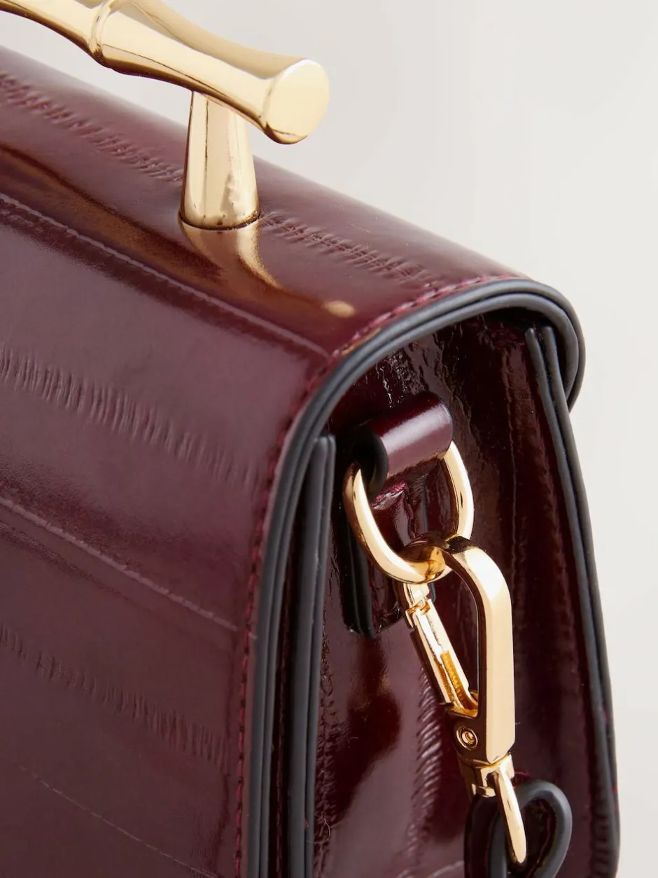 Next Berry Red Gold Hardware Top Handle Bag