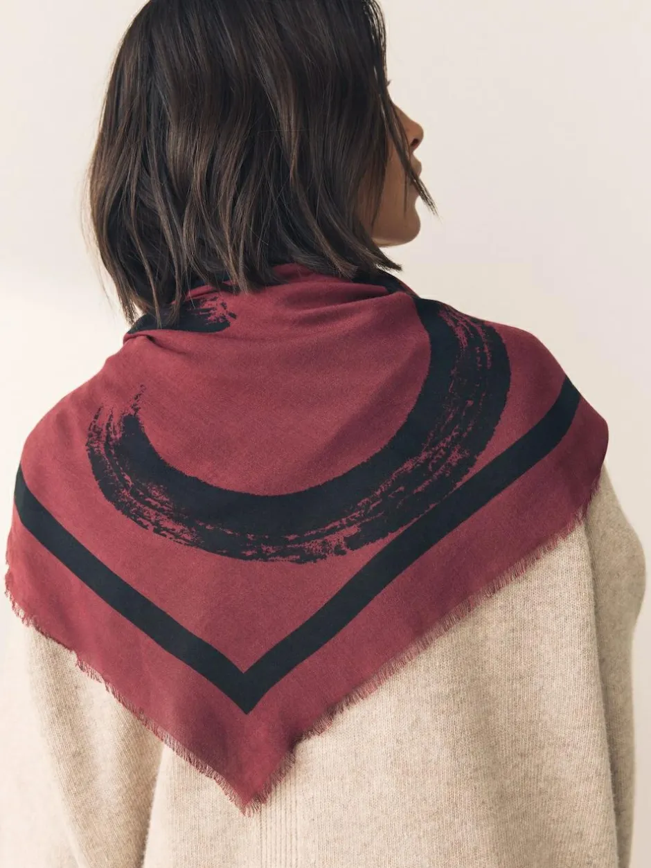 Next Berry Red N Swirl Square Lightweight Scarf Hot