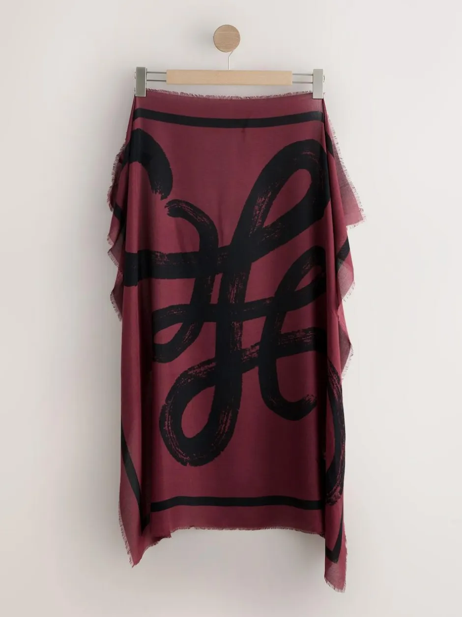 Next Berry Red N Swirl Square Lightweight Scarf Hot