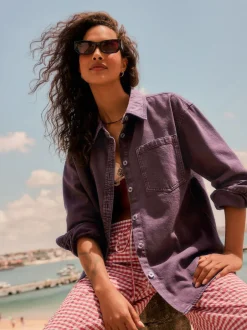 Next Berry Red Oversize Denim Shirt Hot
