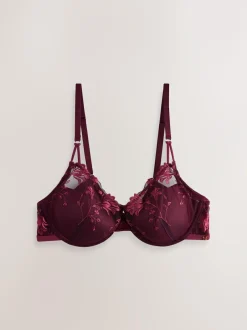 Next Berry Red Pad Balcony Premium Embroidery Bra Online