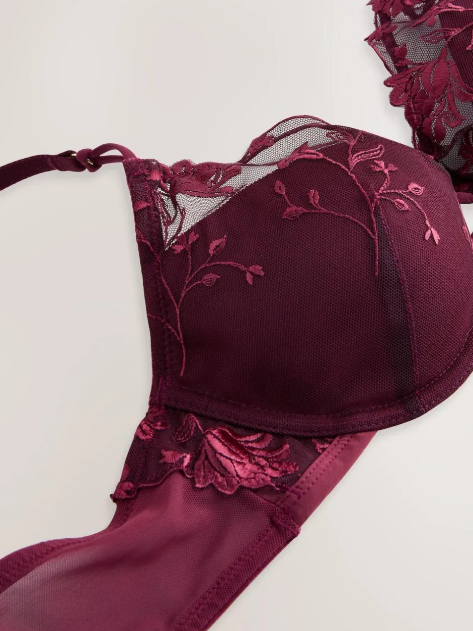 Next Berry Red Pad Balcony Premium Embroidery Bra Online